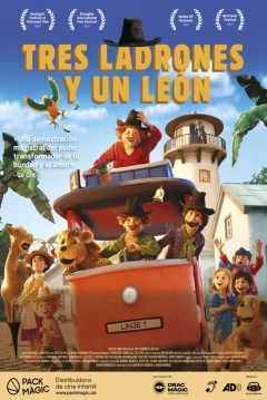 Poster Tres Ladrones y un León